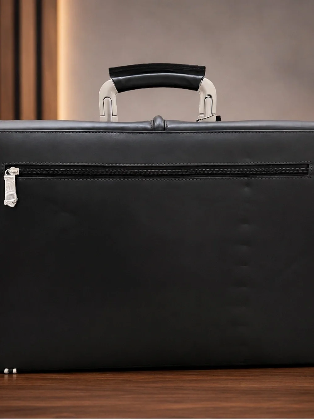 Men's Leather Briefcase in Dark Brown with Adjustable Shoulder Strap